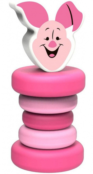 rattle Piglet girl 12 cm wood pink
