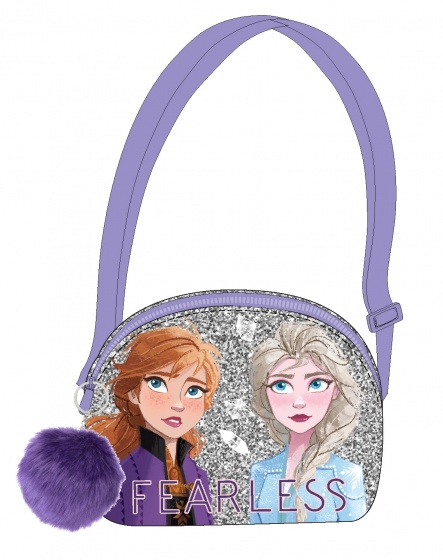 Disney taška cez rameno Frozen trblietky 22 cm fialová/strieborná