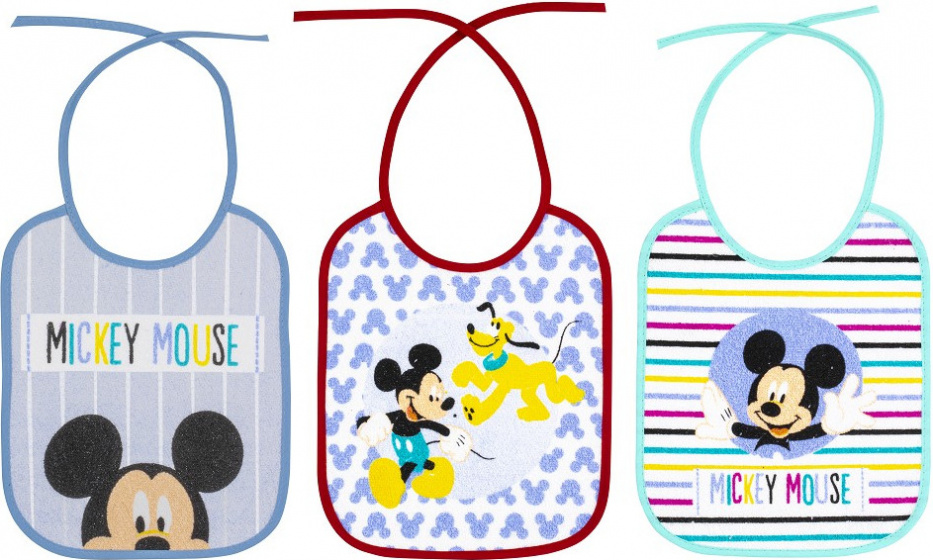 bib Mickey Mouse junior 20 x 25 cm cotton 3 pieces