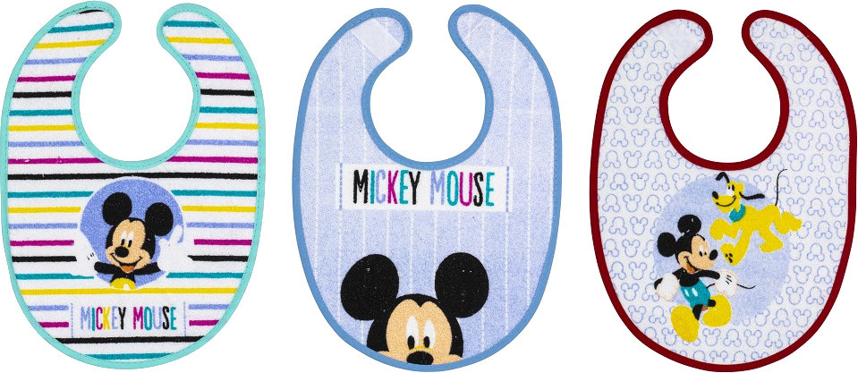 bib Mickey Mouse junior 20 x 30 cm cotton 3 pieces