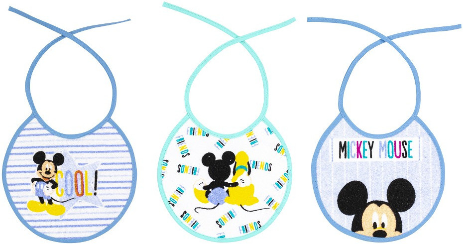 bib Mickey Mouse 20 x 25 cm cotton blue 3 pieces