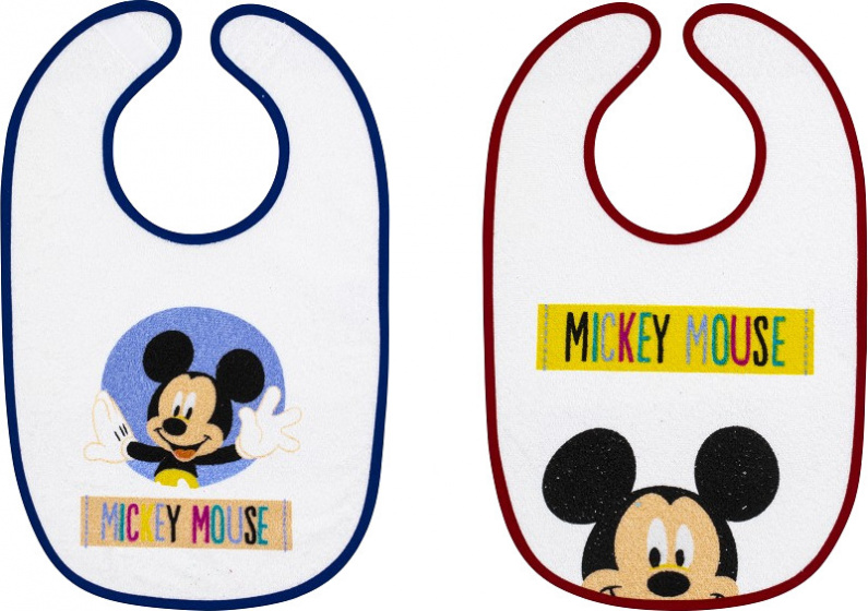 bib Mickey Mouse 25 x 40 cm cotton white 2 pieces