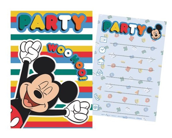Disney pozvánka s obálkou Mickey Mouse 14,5 cm 5 kusov