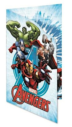 Disney blahoželanie Avengers trblietky 20 x 14 cm modré
