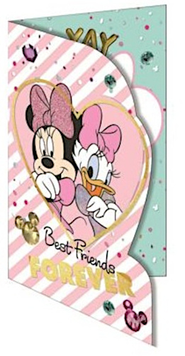 Disney blahoželanie Minnie trblietky 20 x 14 cm ružové