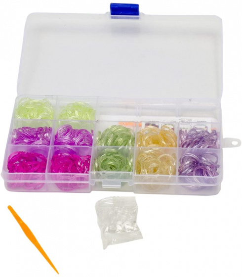 DIY loombandjesbox colorful meisjes 18 x 10 cm 362 delig roze