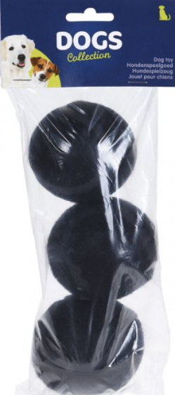 dog toy balls 6,5 cm felt black 3-piece