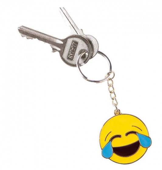 Doiy sleutelhanger lach emoji 13 cm metaal geel
