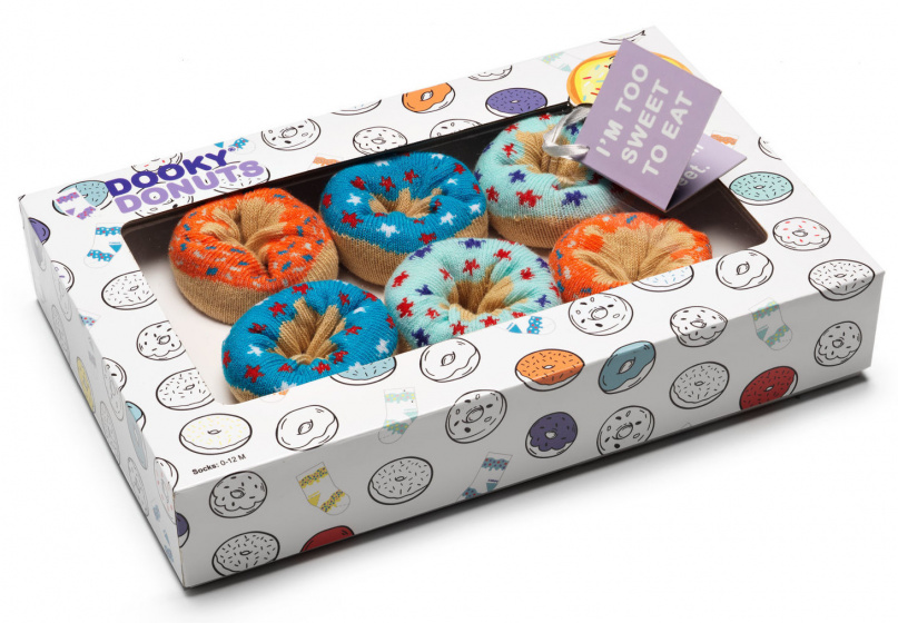 Dooky babysokken giftbox katoen blauw/lichtblauw/oranje 3 paar Dooky babysokken giftbox katoen blauw/lichtblauw/oranje 3 paar