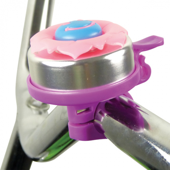 Dresco fietsbel bloem meisjes ca. 50 mm staal zilver/paars