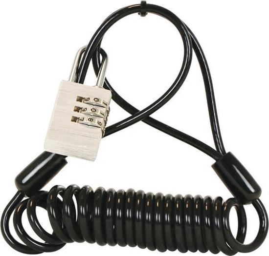 Dresco spiraalslot 150 cm rvs/rubber zwart 4 delig