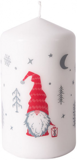 Duni vysoká sviečka 12 x 6,8 cm parafín bilo/červená