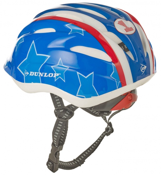 Dunlop fietshelm kind streep maat 48/52 cm blauw/wit