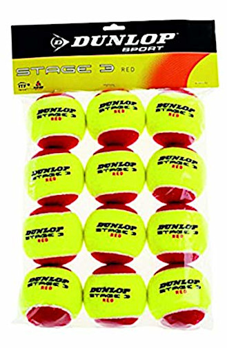 mini tennis ball Stage 3 rubber/felt red/yellow 12 pieces