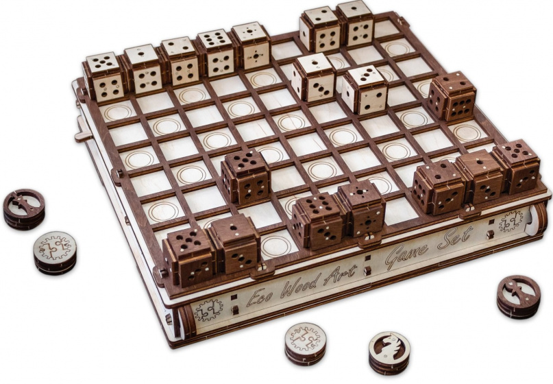 3D puzzle game set 28 cm wood brown