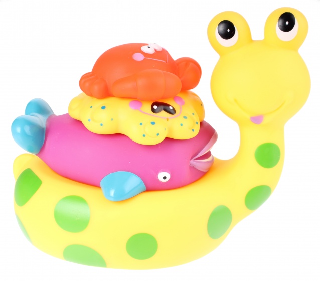 Eddy toys baddier slak met vriendjes 17 cm geel