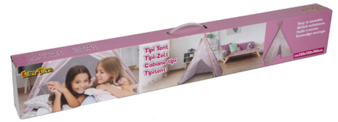 tepee tent junior 150 cm wood/polyester pink/white