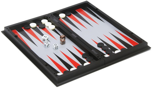 Engelhart reisspel backgammon/schaken 24 cm zwart/wit