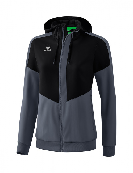 Erima Squad Tracktop Jack Met Capuchon Dames Zwart-Slate Grijs Maat 40