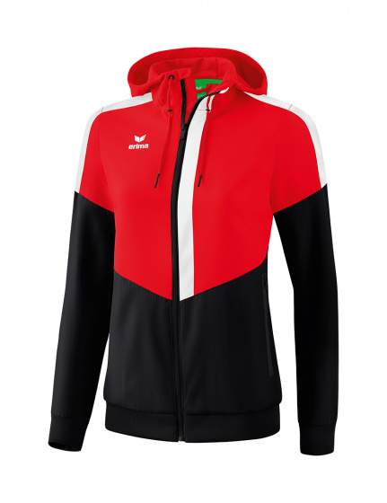 Erima Squad Tracktop Jack Met Capuchon Dames Rood-Zwart-Wit Maat 42