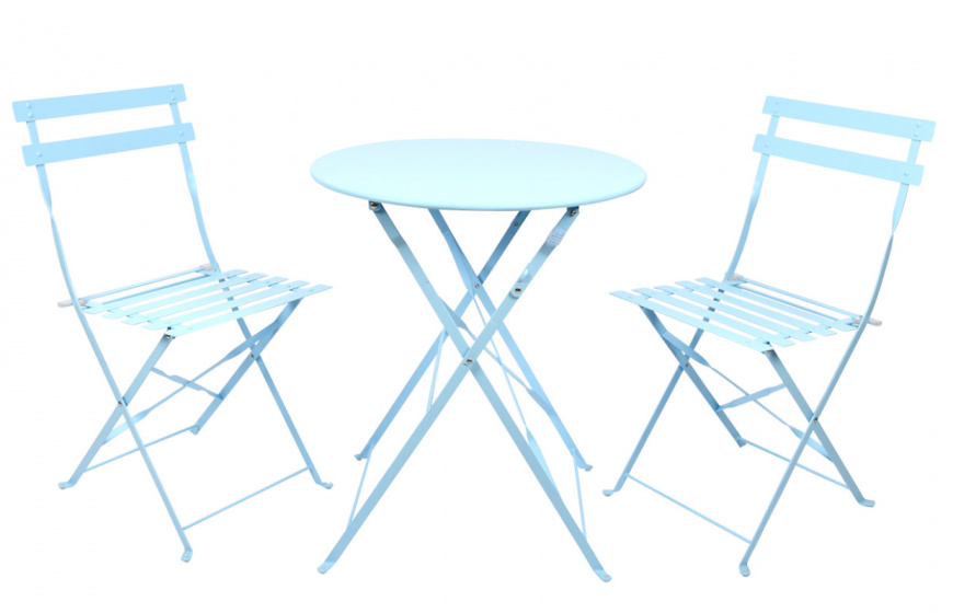 Esschert Design bistroset 70,2 x 59,8 cm staal blauw 3 delig Esschert Design bistroset 70,2 x 59,8 cm staal blauw 3 delig