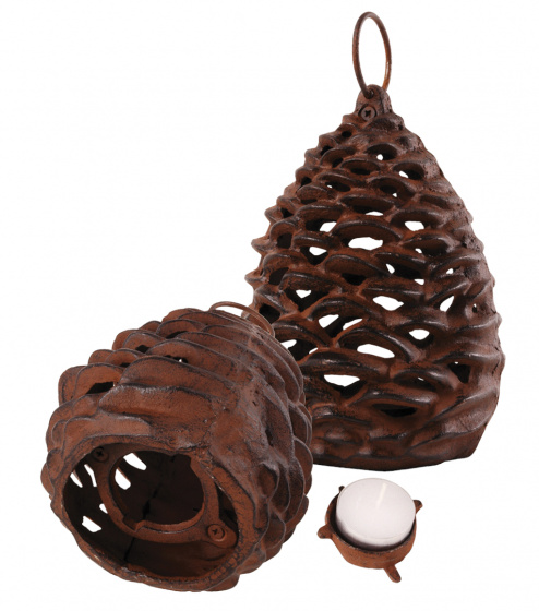 Esschert Design lampáš šiška 12,8cm liatina hrdzavohnedá