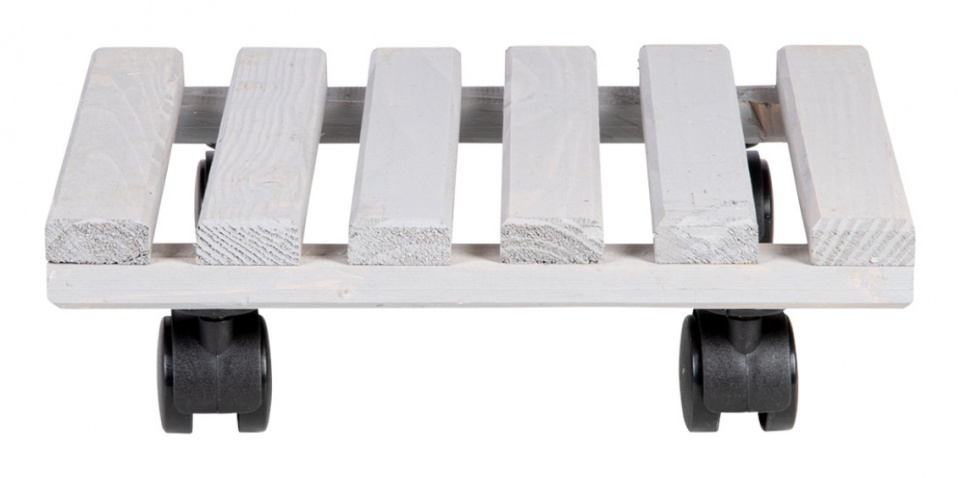 Esschert Design Vozík na rastliny 28,5 x 28,5 x 7,9 cm drevo biela
