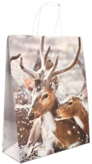 Esschert Design shopper Hert 32 x 50 cm papier wit/bruin