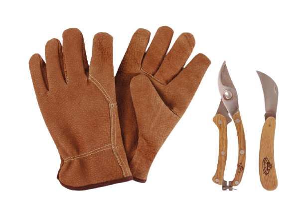 Esschert Design snoei set RVS/hout/leer bruin one size 3 delig Esschert Design snoei set RVS/hout/leer bruin one size 3 delig