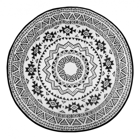 Esschert Design tuintapijt 180 cm polypropyleen zwart/wit Esschert Design tuintapijt 180 cm polypropyleen zwart/wit