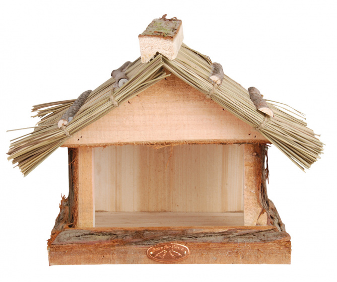 bird feeder 28 x 22,8 cm wood/ reed natural