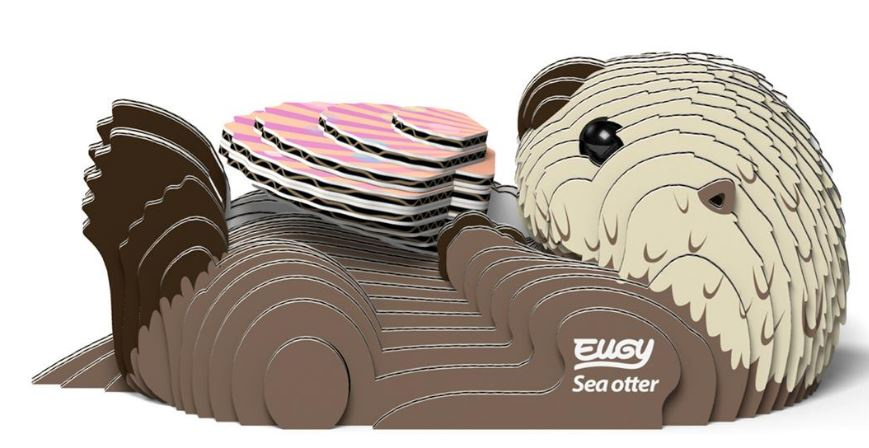 Eugy 3D-puzzle morská vydra 9 x 4,5 cm kartón šedý/biely 60dielny