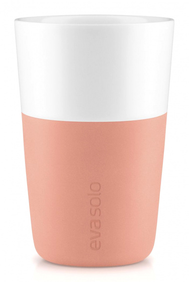 Eva Solo šálka Cafe Latte 360 ml porcelán/silikónový pomaranč 2ks