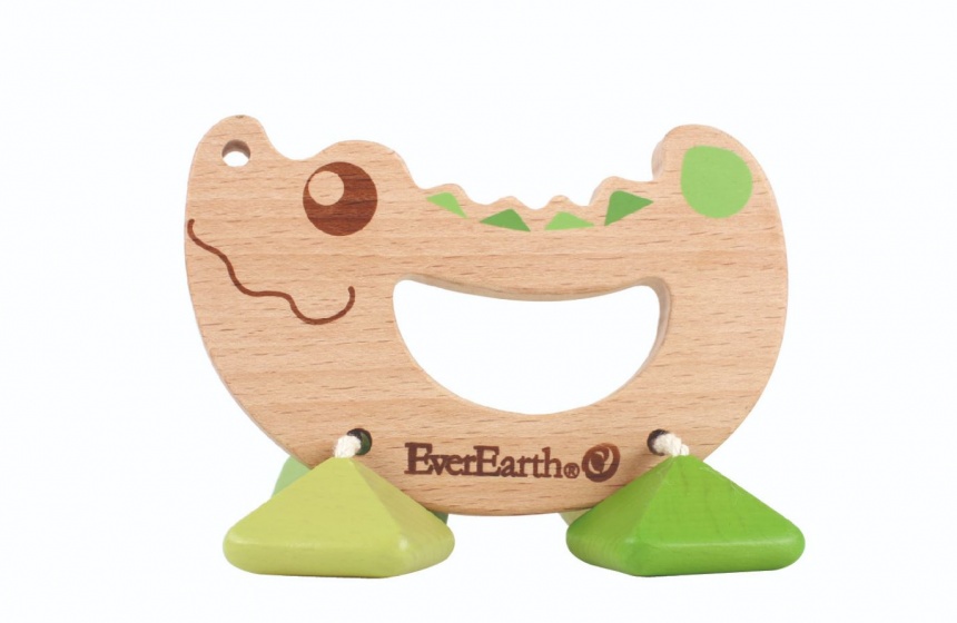Everearth Hrkálka krokodíl 11 cm biely