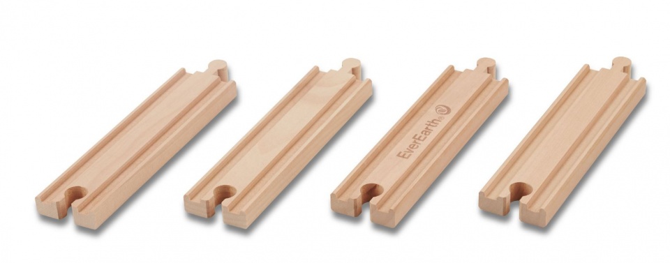 Everearth treinrails hout recht 15 cm 4 delig
