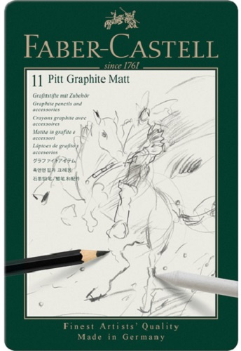 Faber Castell grafietpotloden Pitt Mat 18 cm zwart 11 delig Faber Castell grafietpotloden Pitt Mat 18 cm zwart 11 delig