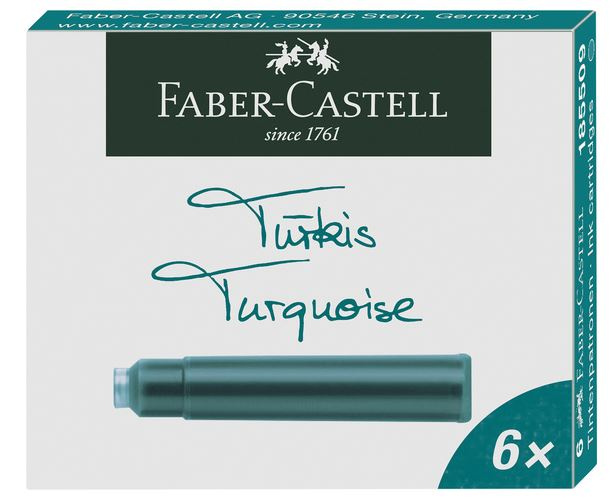 Faber Castell inktpatronen kort turquoise 6 stuks Faber Castell inktpatronen kort turquoise 6 stuks