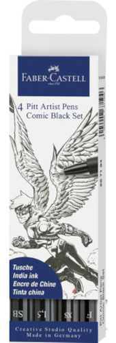 Faber Castell tekenstift pitt artist pen comic zwart 4 stuks