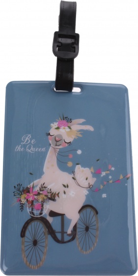 luggage label lama 11 x 7,5 cm blue