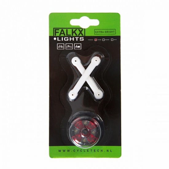 Falkx verlichting led voor en achter bevestiging rood zwart