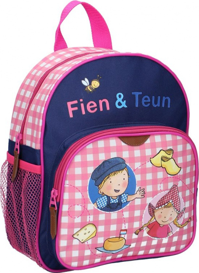 Fien & Teun rugzak meisjes 28 x 22 x 9 cm polyester roze/blauw