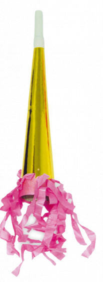 Fiestas Guirca spoločenský klaksón so strapcami junior 27 cm kartón žltý