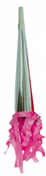 Fiestas Guirca party klaksón so strapcami junior 27 cm kartón strieborný