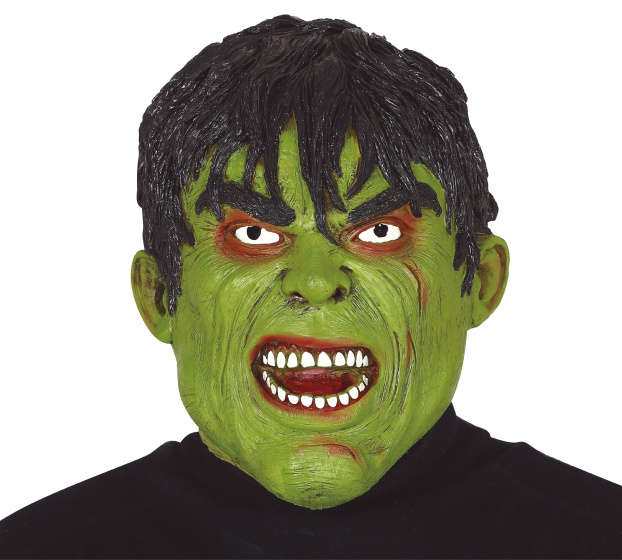 Fiestas Guirca maska ??na hlavu Green Man latexová zelená/čierna jednoveľ