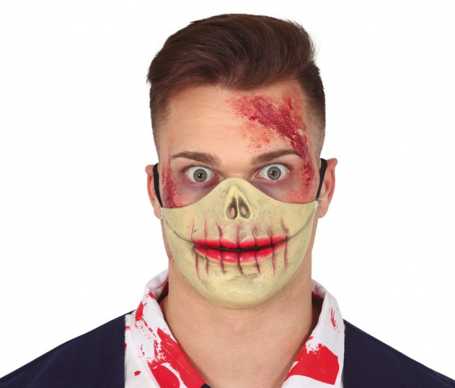 Fiestas Guirca ústna maska zombie latexová béžová/červená jednoveľkosť