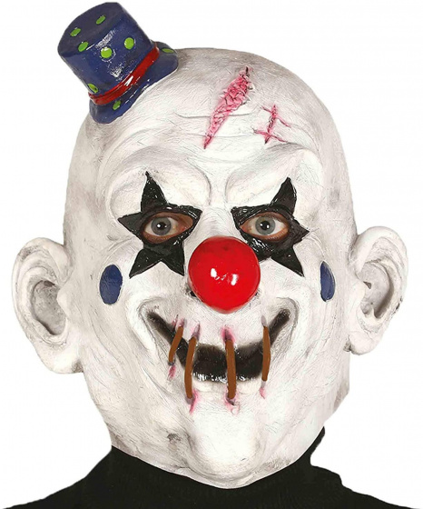 Fiestas Guirca strašidelná maska ??klauna 25 cm latexová biela/červená