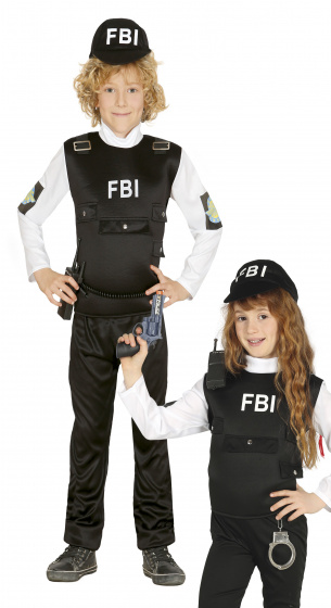 Fiestas Guirca verkleedpak fbi junior polyester zwart mt 7 9 jaar
