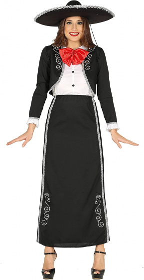 Fiestas Guirca kostým mariachi dámsky polyester čierno-biely veľkosť L