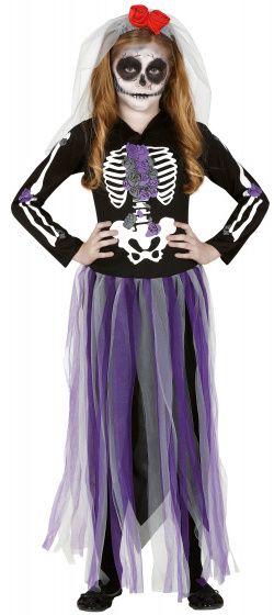 Fiestas Guirca kostýmová kostra dievčatká polyesterová čierna veľkosť 7-9r