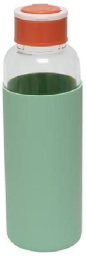 Fisura fľaša na vodu Eco Friendly 6,5 x 20,5 cm 480 ml sklenená mätová zelená